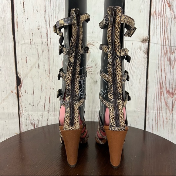 JEFFREY CAMPBELL BOND snake skin embossed Women's Strappy Gladiator Heels Size 7 - Picture 13 of 16